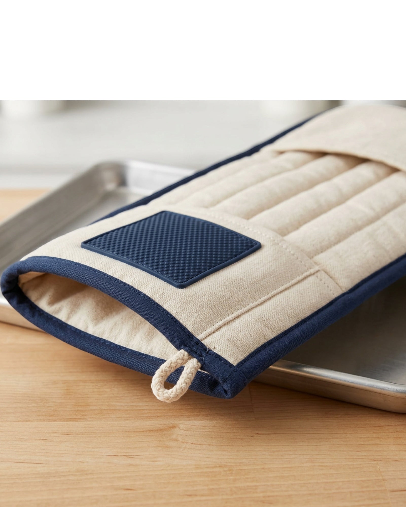Ytkfv Double-Ended Casserole Oven Mitt Clay Navy 35 Inch - Detail view