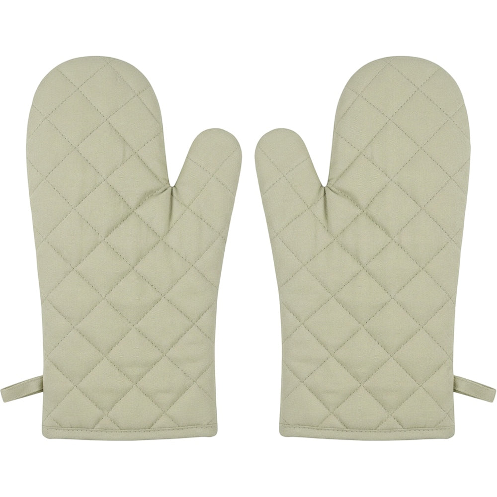 Ytkfv Long Quilted Cotton Oven Mitt Pair Sage Cream 13 Inch - Product view