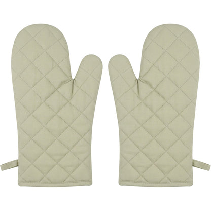 Ytkfv Long Quilted Cotton Oven Mitt Pair Sage Cream 13 Inch - Product view