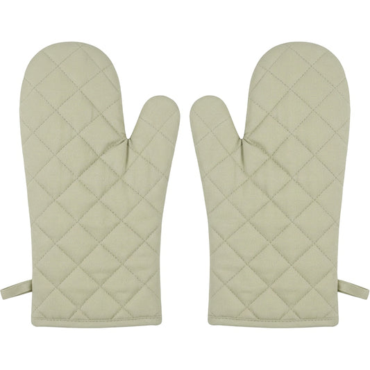 Ytkfv Long Quilted Cotton Oven Mitt Pair Sage Cream 13 Inch - Product view
