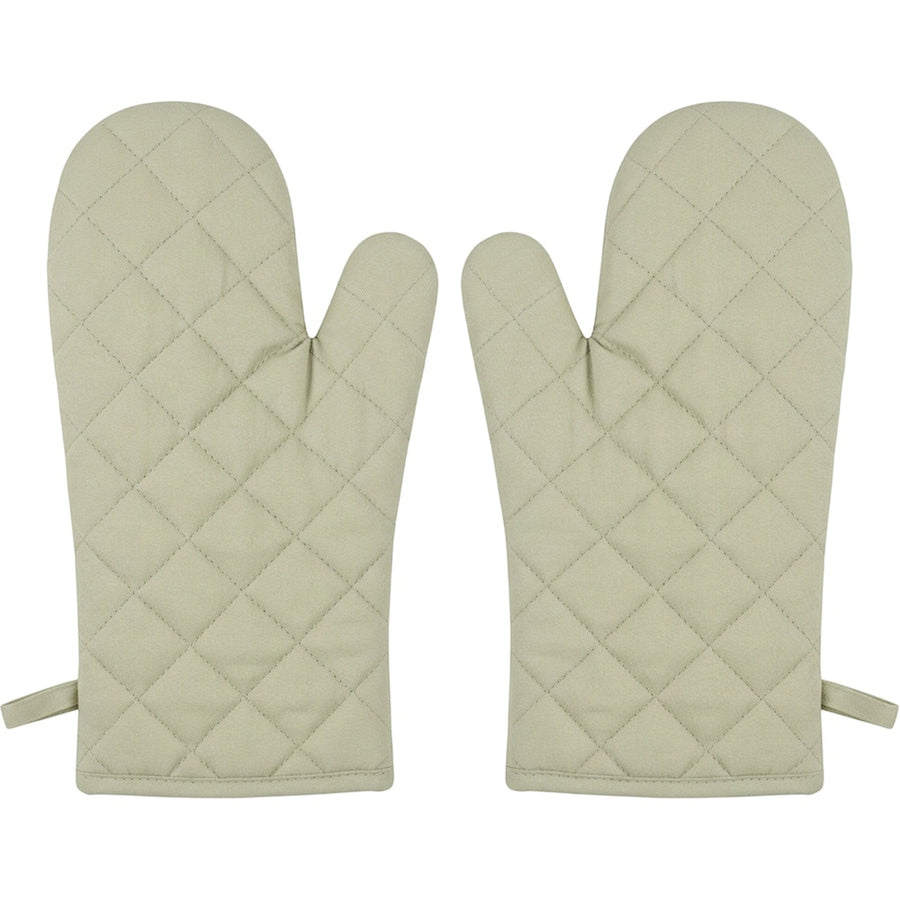 Ytkfv Long Quilted Cotton Oven Mitt Pair Sage Cream 13 Inch